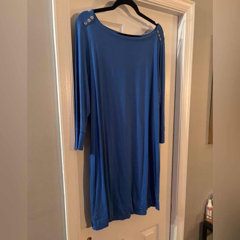 Blue long sleeve swing dress
